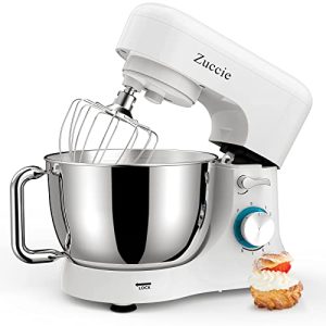 Stand Mixer, Zuccie 4.8QT Kitchen Electric Stand Mixer, 380W Motor Power Food Mixer, 8+P-Speed Dough Mixer with Dough Hook, Wire Whip & Beater, White