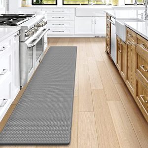 DEXI Kitchen Rug Anti Fatigue,Non Skid Cushioned Comfort Standing Kitchen Mat Waterproof and Oil Proof Floor Runner Mat, Easy to Clean, 17″x95″, Grey