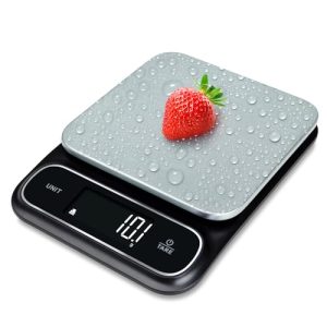 Fradel 0.1g Kitchen Food Scale 2024 – Waterproof Scale for Food Ounces and Grams, Cooking and Baking Scale w/a Stainless Steel Plate, Backlight, 11lbs Capacity – High Precision 0.1g/0.01oz (Square)