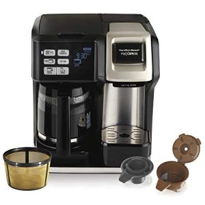 Hamilton Beach FlexBrew Trio 2-Way Coffee Maker, Compatible with K-Cup Pods or Grounds, Single Serve & Full 12c Pot, Permanent Gold-Tone Filter, Black & Silver