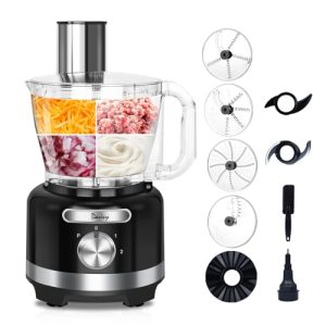 Davivy 16 Cup Food Processors, 3.8L Professional Food Processor,7 Blades 9 Functions Vegetable Chopper for Home Use,Speed 2 with PUlSE,Black,600W (16-Cup Processor Bowl)