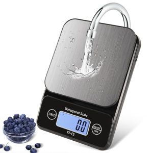 WISHSOM Waterproof Food Scale, Digital Kitchen Scale Weight Grams and Ounces, 0.01oz/0.5g Precise Graduation, Washable, Rechargeable, Used for Baking, Cooking and Weight Loss