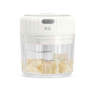 Real Simple Electric Mini Food Processor | Great for Garlic, Onion, Ginger, Jalapeño, Mini Chopper for Quick Food Prep Station | Portable USB Charging, 250 ML Food Container | White