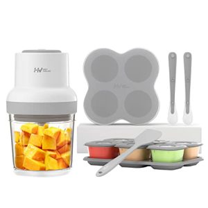 Baby Food Maker, HEYVALUE 13-in-1 Baby Food Processor Set for Baby Food, Fruit, Vegatable, Meat, Baby Food Blender with Baby Food Containers, Baby Food Freezer Tray, Silicone Spoons, Silicone Spatula
