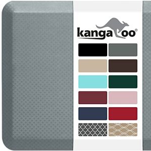 KANGAROO Thick Ergonomic Anti Fatigue Cushioned Kitchen Floor Mats, Standing Office Desk Mat, Waterproof Scratch Resistant Topside, Supportive All Day Comfort Padded Foam Rugs, 20×32, Gray