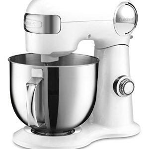 Cuisinart Stand Mixer, 12 Speed, 5.5 Quart Stainless Steel Bowl, Chef’s Whisk, Mixing Paddle, Dough Hook, Splash Guard w/ Pour Spout, White Linen, SM-50, Manual