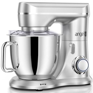 Mini Angel Stand Mixer,10-Speed 5QT Kitchen Electric Mixer,Tilt-Head Food Mixer with Dough Hook, Wire Whisk, Flat Beater, Stainless Steel Bowl (Silver)