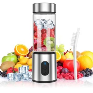 Portable Personal Small Blenders for Smoothies: Mini Electric Juice Smoothy Maker with 14 Oz, Rechargeable Cordless Fruit Ice Crusher, for Travel Beach Office Sports Use