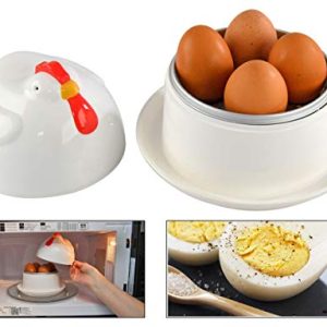 HOME-X Jumbo Hen-Shaped Microwave Egg Boiler with Lid, Cook 1 to 4 Eggs, Quick Hard Boiled Egg Maker, Breakfast Cooking Utensils