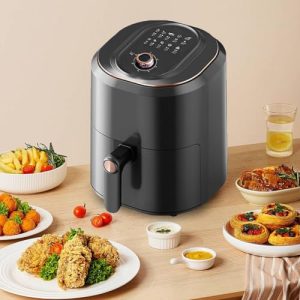 Air Fryer, 8-Quart Large Capacity Electric Fryers for Healthy Cooking with 80% Less Oil, Adjustable Time Control, Non-stick Coating Basket and Pan, Black