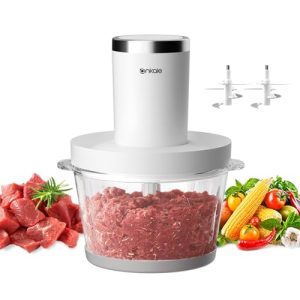 Ankale Food Processor, 7.5 Cup Electric Food Chopper, 1.8L Mini Electric Meat Grinder with 2 Sets of 4 Bi-Level Blades, Stainless Steel Blender Grinder for Baby Food, Meat, Vegetables, Onion, 300W