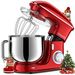 HOWORK 8.5QT Stand Mixer, 660W 6+P Speed Tilt-Head, Electric Kitchen Mixer With Dishwasher-Safe Dough Hook, Beater, Wire Whip & Pouring Shield (8.5 QT, Red)