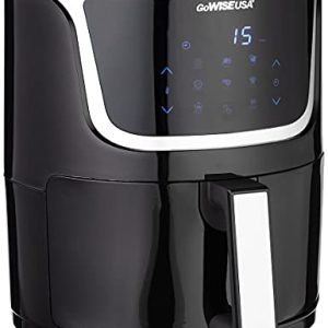 GoWISE USA GW22966 Fryer & Dehydrator Electric Air Fryer with Digital Touchscreen + Recipe Book, 5-Qt, Black/Silver