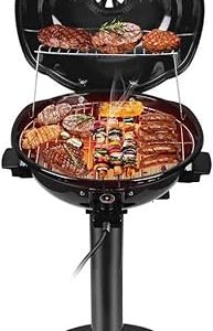 Techwood 1600W Indoor Outdoor Electric grill, Electric BBQ Grill, Portable Removable Stand grill, Black