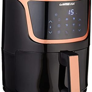 GoWISE USA GW22965 5 Quart Electric Air Fryer with Digital Touchscreen + Recipe Book, 5-Qt, Black/Copper