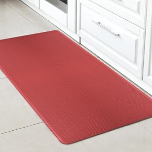 RCZONE Kitchen Mat, Kitchen Rugs, Cushioned Anti Fatigue Kitchen Mats, 0.4 Inch Thick Waterproof Non Slip Rug Set, PVC Ergonomic Comfort Foam Rug for Kitchen, Floor Home, Office, Laundry – Red