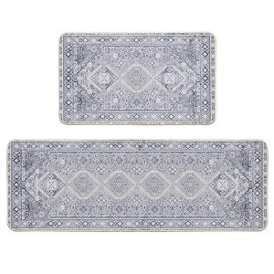 Artoid Mode Grey Vintage Kitchen Mats Set of 2, Farmhouse Home Decor Low-Profile Floor Comfort Mats Kitchen Rugs for Floor – 17×29 and 17×47 Inch