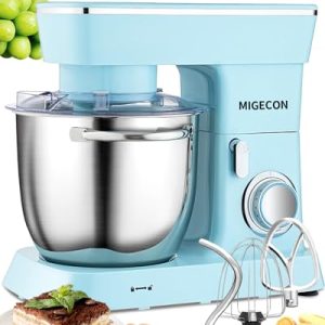 MIGECON Stand Mixer,10-Speed Electric Food Mixer, 5.26 Quart Stainless Steel Bowl Portable Lightweight Kitchen Mixer，Egg Whisk,Dough Hook,Flat Beater (Blue)