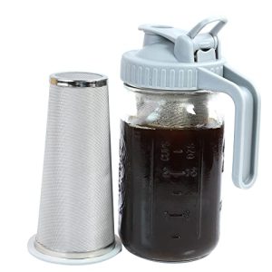 Cold Brew Coffee Maker Mason Jar 32oz Iced Coffee Pitcher With Coffee Filter 1 Quart Heavy Duty Glass Mason Pitcher Spout Lid With Handle For Fridge Iced Coffee Tea Lemonade Drinks Container