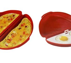 Dependable Industries inc. Essentials Microwaveable Microwave Omelet Pan and 2 Cavity Egg Poacher Set BPA Free Plastic Quick Egg Maker