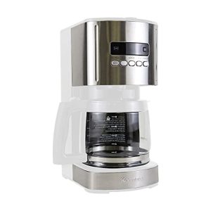 Kenmore Aroma Control 12-cup Programmable Coffee Maker, White and Stainless Steel Drip Coffee Machine, Glass Carafe, Reusable Filter, Timer, Digital Display, Charcoal Water Filter, Regular or Bold