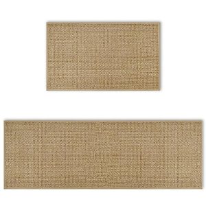 Artoid Mode Washable Non Slip Kitchen Rugs and Mats Set of 2, Rubber Backing Absorbent Kitchen Mats for Floor Front of Sink – 17×29 and 17×47 Inch