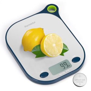 Parmedu Digital Kitchen Scale: 11lbs Food Scale Weight Grams, oz, lb and ml for Cooking and Baking – 1g/0.1oz Precise Graduation, Stainless Steel Surface, with Tare Function, Battery Included