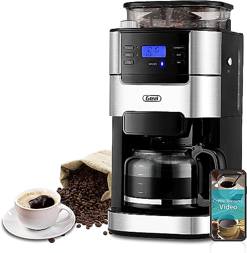 10-Cup Drip Coffee Maker, Grind and Brew Automatic Coffee Machine with Built-In Burr Coffee Grinder, Programmable Timer Mode and Keep Warm Plate, 1.5L Large Capacity Water Tank Coffee Serving Sets
