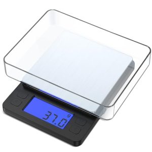 Food Kitchen Scale, Food Scales Digital Weight Grams and Oz, High Precision Digital Scale, LCD Display, with 2 Trays, Cooking, Tare Function, Baking (Matte Black)