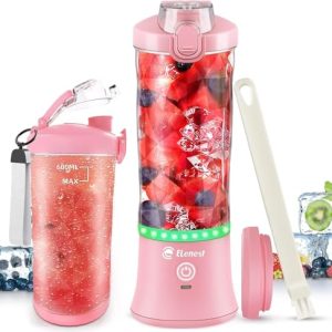 Portable Blender, Portable Blender for Shakes and Smoothies, 600ml Portable Blender 20 oz with USB Rechargeable, Personal Size Blenders with 6 Sharp Blades, Mini Blenders for Kitchen/Travel/Office