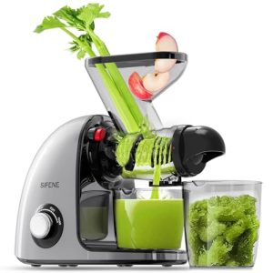 Cold Press Juicer, SiFENE Slow Masticating Juicer Machines for Fruit & Vegetable, Juice Yield Maker Extractor with Dual Mouth Quiet Motor & Anti-Clog System, Easy to Clean, Gray
