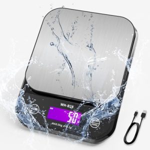YONCON IPX7 Waterproof Food Scale Digital Weight Grams and Oz, 11lb/0.01oz High Precision Kitchen Scales Digital Weight for Cooking, Baking, USB Rechargeable, Stainless Steel Platform Best Gift