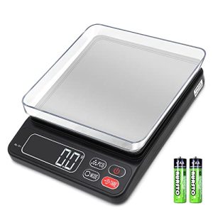 JHSCALE Digital Kitchen Scale with Trays 3000g/0.1g Food Scale Stainless Steel Pocket Scale Grams and Ounces for Weight Loss,Dieting,Cooking,Coffee,Jewelry, Batteries Included