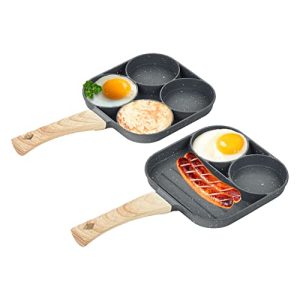 IMPRESA 2 Pack Nonstick Aluminum Egg Frying Pan & Skillet Set – 4-Hole, 6 Circular Molds, Suitable for Electric Stovetop and Induction Cookers