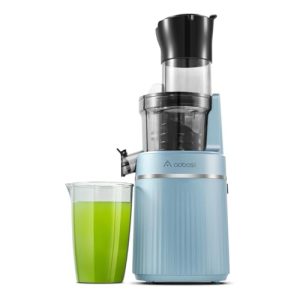Slow Juicer, Aobosi Slow Masticating Juicer Machine with Large Feed Chute, Quiet Motor & Reverse Function, Easy to Clean Brush, Juicer for High Nutrient Fruits Vegetables, 200 Watts, Blue(Upgrade)