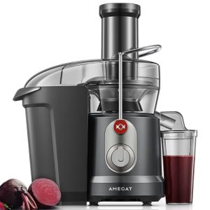 AMEGAT Juicer Machines, 1300W Peak Power Centrifugal Juice Extractor Machine with 3.2″ Wide Mouth for Whole Fruits and Vegetables, 2-Speed Fruit Juicer, High Juice Yield, Easy to Clean, BPA-Free