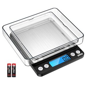 AMIR Digital Kitchen Scale, 3000g 0.01oz/0.1g Pocket Cooking Scale, Mini Food Scale, Pro Electronic Jewelry Scale with Back-Lit LCD Display, Tare & PCS Functions, Stainless Steel,Black