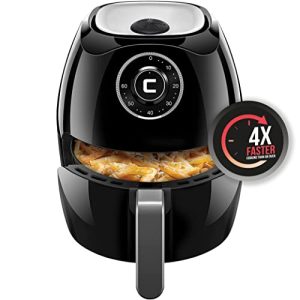 Chefman 6.5 Quart Air Fryer Oven with Space Saving Flat Basket, Oil Free Hot Airfryer with 60 Minute Timer & Auto Shut Off, Dishwasher Safe Parts, BPA-Free, Family Size, X-Large, Black