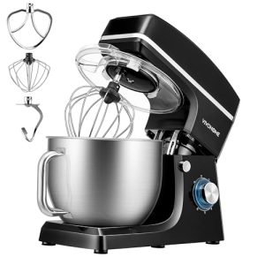 VIVOHOME 7.5 Quart Stand Mixer, 660W 6-Speed Tilt-Head Kitchen Electric Food Mixer with Beater, Dough Hook, Wire Whip, and Egg Separator, Black