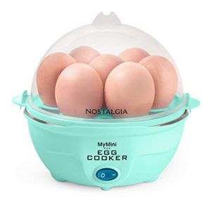 Nostalgic MyMini Egg Cooker Makes 7 Hard Boiled Eggs Also Poaches, Steams Vegetables, Omelets and Dim Sum Aqua