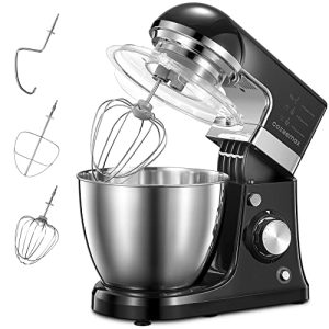Stand Mixer, Cozeemax 8 Speeds Electric Dough Mixer with 5Qaurt Stainless Steel Bowl and Splash Guard, Kitchen Mixer – Includes Beater, Dough Hook & Whisk