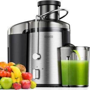 Dominion Juicer Machine, 600W Juicer with 3” Wide Mouth for Whole Fruits and Vegetables, Centrifugal Juice Extractor, Easy to Clean, Stainless Steel, BPA Free