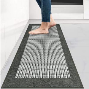 Collive Kitchen Runner Rugs Non Skid Washable 20″x47″ Absorbent Grey Kitchen Mat for Floor Kitchen Sink Mat Farmhouse Kitchen Runner Rug Kitchen Standing Mats for Bathroom,Laundry Room