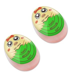 Egg Timer for Boiling Eggs,Color Changing Egg Timer for Soft,Medium & Hard Eggs,Cute Egg Timer for Kitchen,Green 2PCS