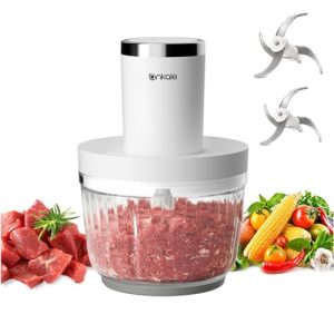 Ankale Food Processor, 9.2 Cup Electric Food Chopper, 2.2L Mini Electric Meat Grinder with 2 Sets of 4 Bi-Level Blades, Stainless Steel Blender Grinder for Baby Food, Meat, Vegetables, Onion, 300W