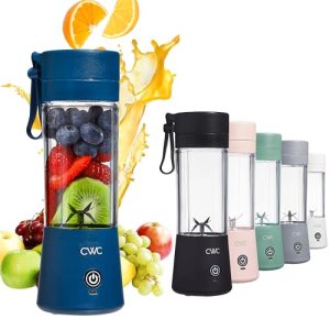 COOK WITH COLOR Mini Portable Blender – 250W Power, 12oz Capacity, Stainless Steel Blade, Wireless/USB Rechargeable,Blue