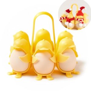 YELLOW DUCK DESIGN Christmas-Themed Chicken Egg Cooker Set Eco-Friendly Egg Poachers, Stackable Egg Cups with Santa Hats and Scarves – Perfect Holiday Gift for Family Fun & Kitchen Decor& Fridge storage