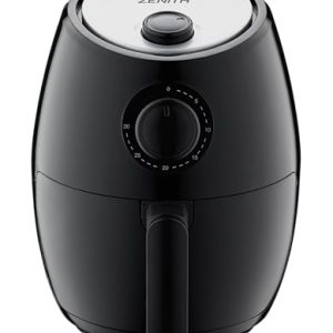 Zenith AirMax Small, Compact Air Fryer Healthy Cooking, 2.1 Qt, Nonstick, User Friendly and Adjustable Temperature Control w/ 30 Minute Timer & Auto Shutoff, Dishwasher Safe Basket, Black (2L)