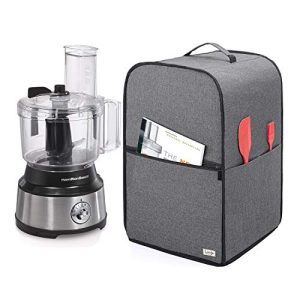 Luxja Food Processor Cover for Cuisinart and Hamilton Beach 10-14 Cup Processor, Food Processor Dust Cover with Accessories Pockets, Gray