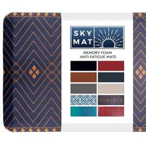 Sky Solutions Anti Fatigue Floor Mat – 3/4″ Thick Cushioned Kitchen Rug, Standing Desk Mat – Comfort at Home, Office, Garage – Non Slip, Durable and Stain Resistant (20″ x 39″, Indigo)